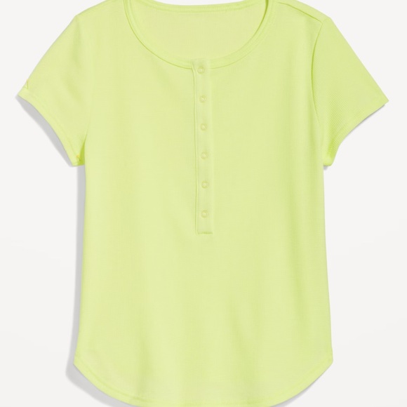 NWT OLD NAVY Short-Sleeve Waffle-Knit Henley Top Color: Lime Is Up - Picture 1 of 8